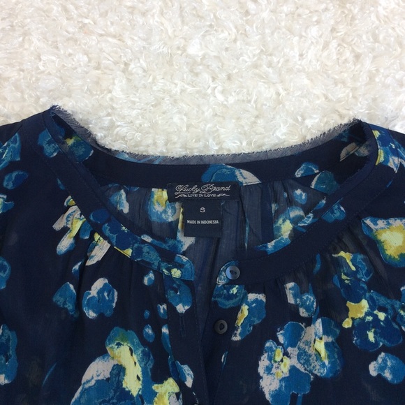 Lucky Brand Navy Floral Peasant Popover Blouse - Picture 5 of 6
